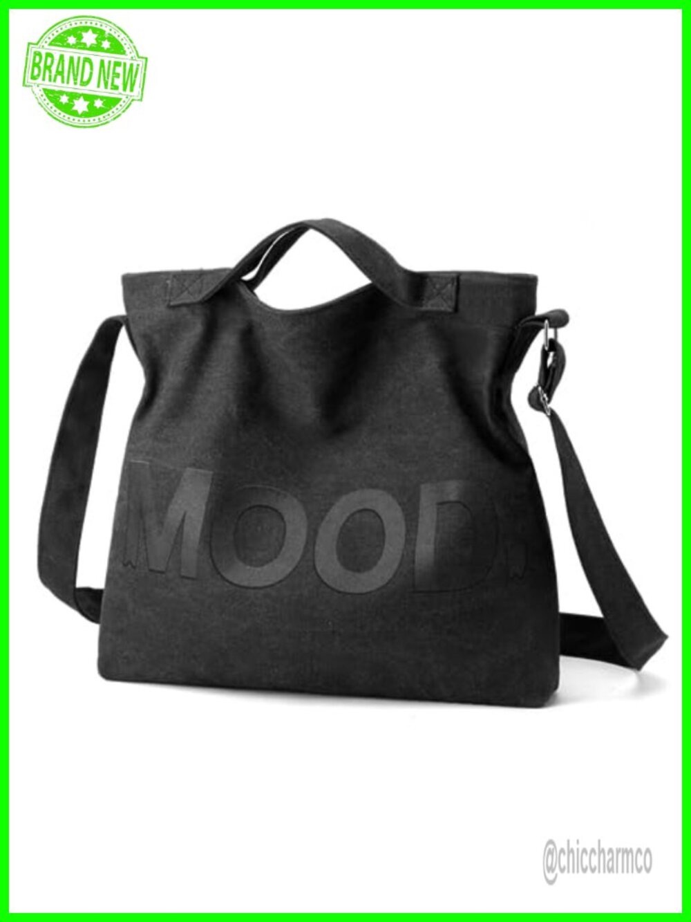 Canvas Tote Bag Crossbody Shoulder Bag Zipper Messenger Travel Handbag